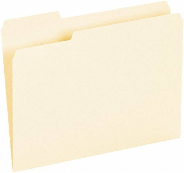 UNIVERSAL - 8-1/2 x 11", Letter Size, Manila, File Folders with Top Tab - Assorted Tab Cut Location - USA Tool & Supply