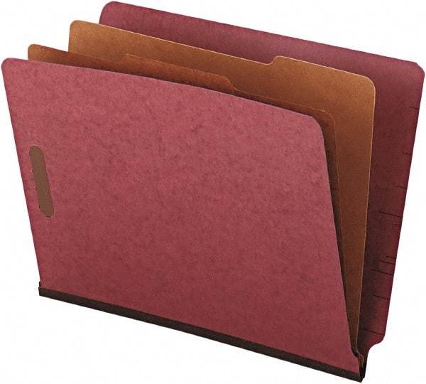 UNIVERSAL - 8-1/2 x 11", Letter Size, Red, Classification Folders with End Tab Fastener - 25 Point Stock, Straight Tab Cut Location - USA Tool & Supply