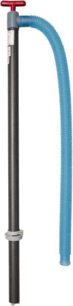 Detco - 4.57 Strokes per Gal, 1-3/8" Outlet, Plastic Hand Operated Drum Pump - 28 oz per Stroke, 39-1/2" OAL, For 55 Gal Drums - USA Tool & Supply