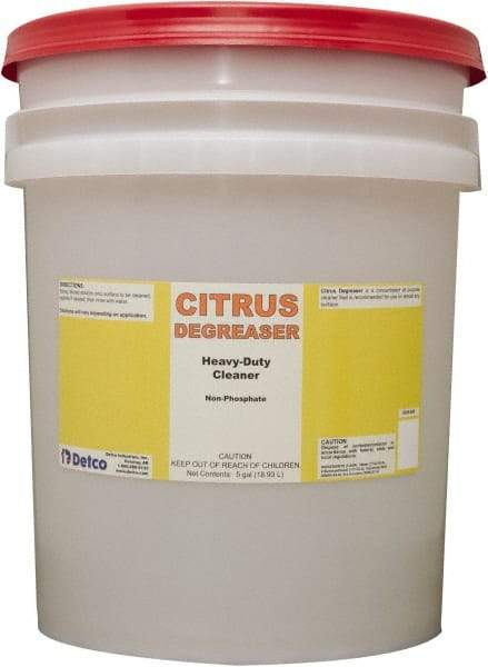 Detco - 5 Gal Bucket Cleaner/Degreaser - Liquid, Butyl-Based, Citrus - USA Tool & Supply