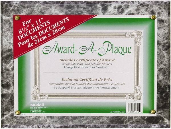 Nudell - Black Marble Document Holders-Certificate/Document - 11" High x 8-1/2" Wide - USA Tool & Supply