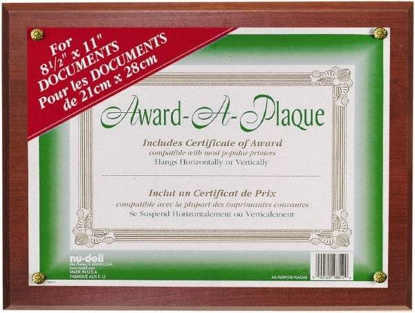 Nudell - Mahogany Document Holders-Certificate/Document - 11" High x 8-1/2" Wide - USA Tool & Supply