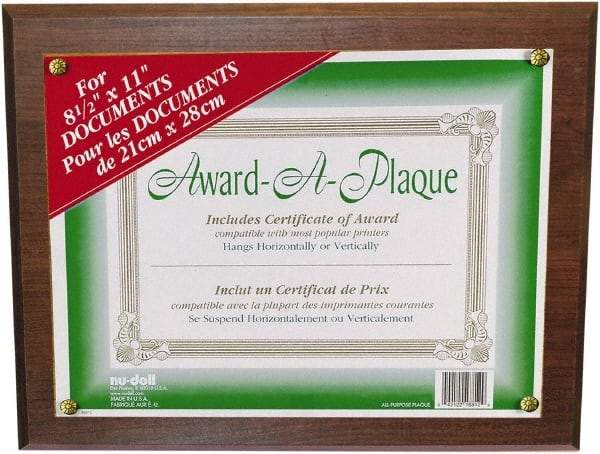 Nudell - Walnut Document Holders-Certificate/Document - 11" High x 8-1/2" Wide - USA Tool & Supply