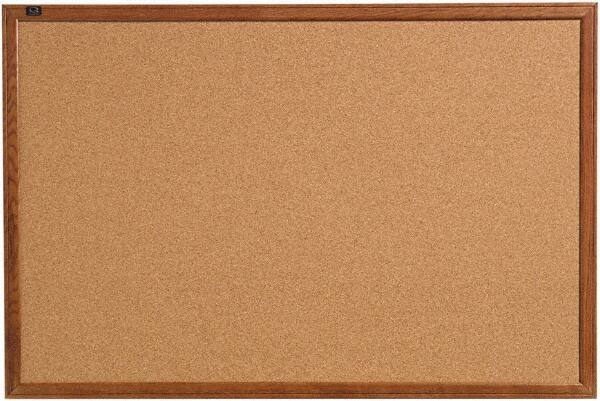Quartet - 36" Wide x 24" High Open Cork Bulletin Board - Natural (Color) - USA Tool & Supply