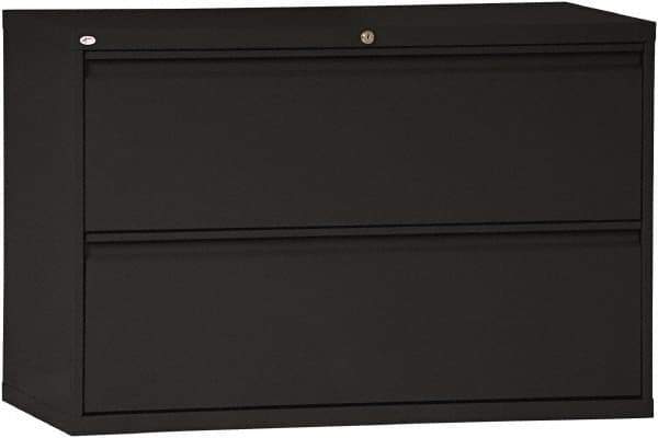 ALERA - 42" Wide x 28-3/8" High x 19-1/4" Deep, 2 Drawer Lateral File - Steel, Black - USA Tool & Supply