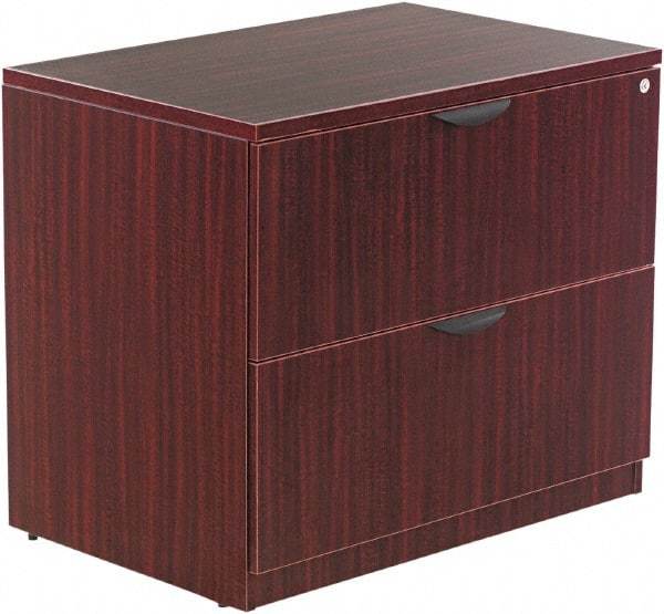 ALERA - 34" Wide x 29-1/2" High x 22-3/4" Deep, 2 Drawer Lateral File - Woodgrain Laminate, Mahogany - USA Tool & Supply