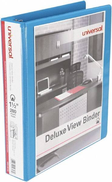 UNIVERSAL - 275 Sheet Capacity, 11 x 8-1/2", View Ring Binder - Polypropylene, Light Blue - USA Tool & Supply