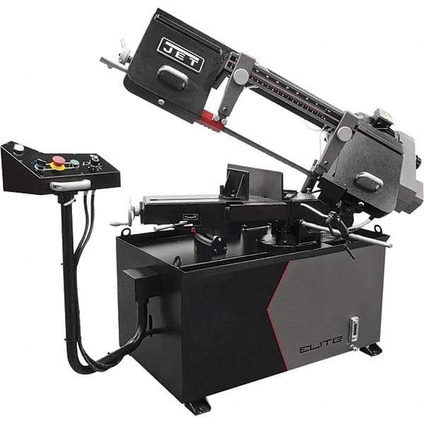 Jet - 8 x 13" Manual Horizontal Bandsaw - 1 Phase, 115/230 Volts, Variable Speed Pulley Drive - USA Tool & Supply