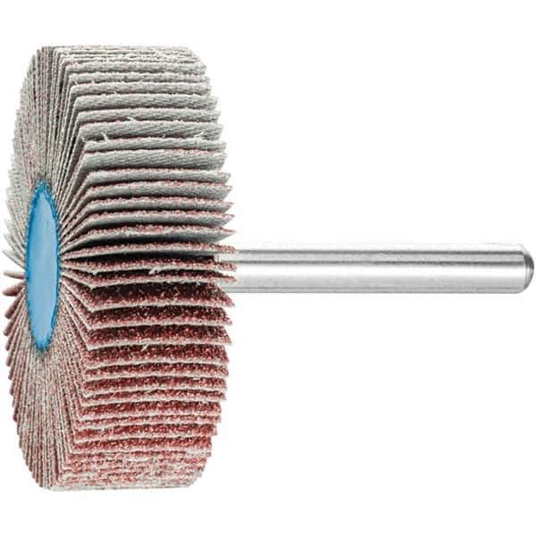 PFERD - 2" Diam x 1/2" Face Width, Aluminum Oxide Coated Mounted Flap Wheel - 1/4" Shank Mount, 60 Grit, 23,000 Max RPM - USA Tool & Supply