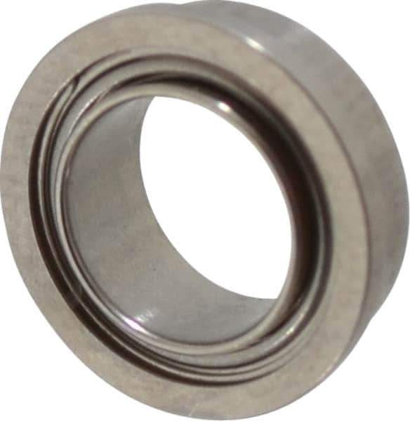Value Collection - 1/4" Bore Diam, 3/8" OD, Double Shield Miniature Radial Ball Bearing - 1/8" Wide, With Flange, 1 Row, Round Bore, 33 Lb Static Capacity, 84 Lb Dynamic Capacity - USA Tool & Supply