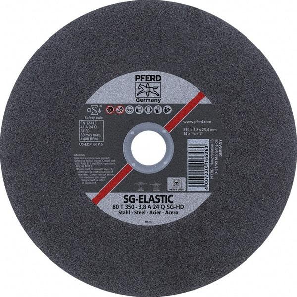 PFERD - 14" Aluminum Oxide Cutoff Wheel - 1/8" Thick, 1" Arbor, Use with Stationary Tools - USA Tool & Supply