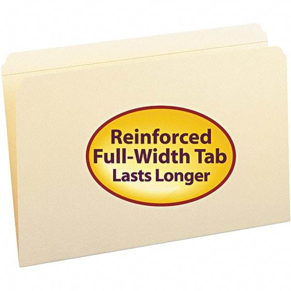 SMEAD - 14-5/8 x 9-1/2", Legal, Manila, File Folders with Top Tab - 11 Point Stock, Straight Tab Cut Location - USA Tool & Supply