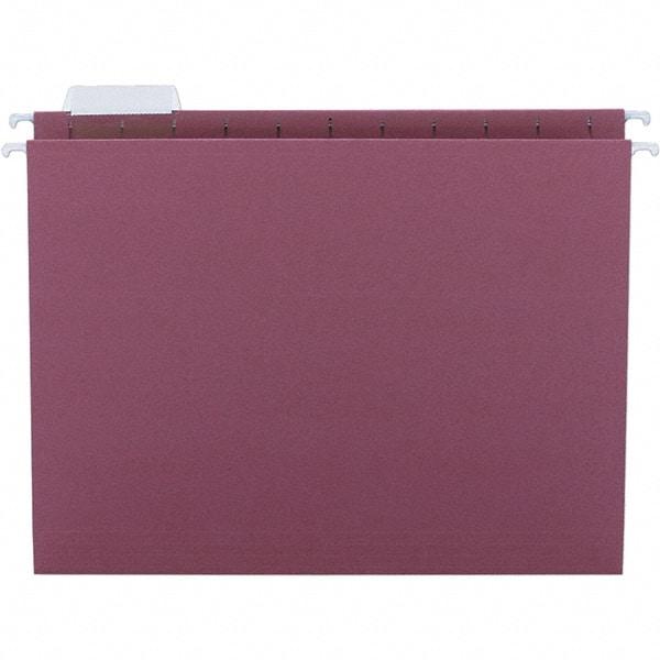SMEAD - 12-1/4 x 9-1/2", Letter Size, Maroon, Hanging File Folder - 11 Point Stock, 1/5 Tab Cut Location - USA Tool & Supply