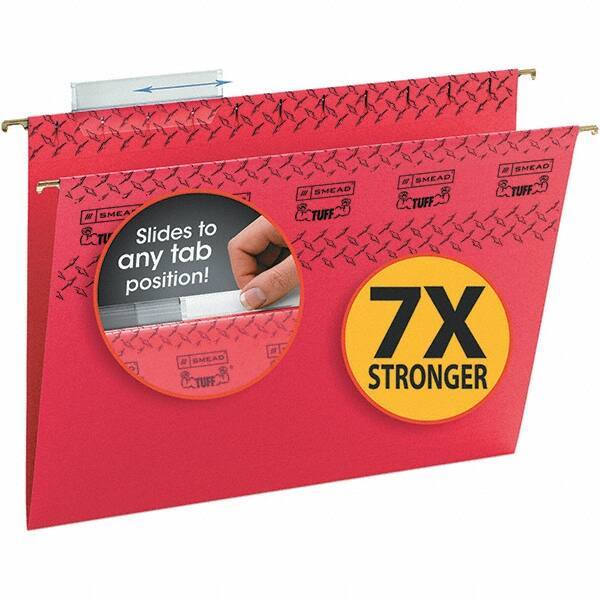 SMEAD - 12-1/4 x 9-1/2", Letter Size, Red, Hanging File Folder - 11 Point Stock, 1/3 Tab Cut Location - USA Tool & Supply