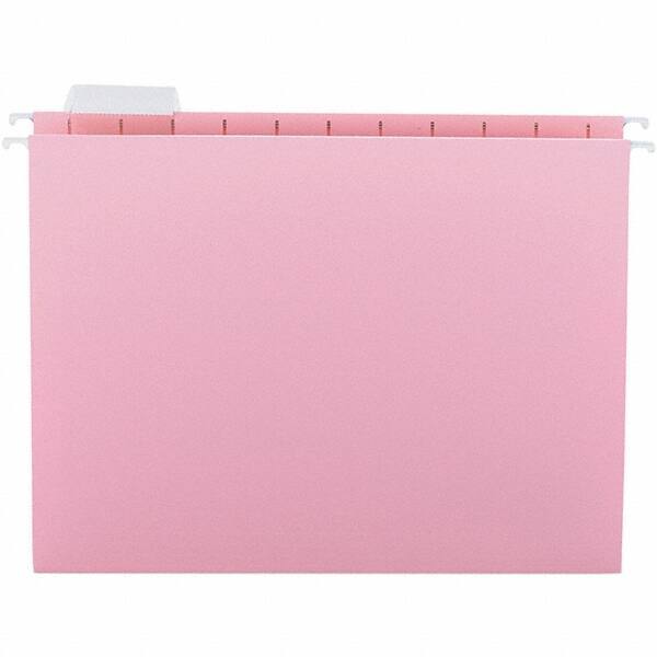 SMEAD - 12-1/4 x 9-1/2", Letter Size, Pink, Hanging File Folder - 11 Point Stock, 1/5 Tab Cut Location - USA Tool & Supply