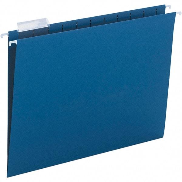 SMEAD - 12-1/4 x 9-1/2", Letter Size, Navy, Hanging File Folder - 11 Point Stock, 1/5 Tab Cut Location - USA Tool & Supply
