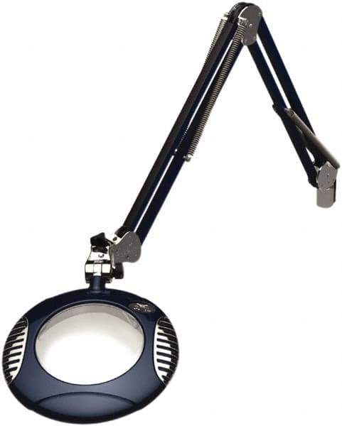 O.C. White - 43 Inch, Spring Suspension, Clamp on, LED, Spectre Blue, Magnifying Task Light - 8 Watt, 7.5 and 15 Volt, 2x Magnification, 6 Inch Long - USA Tool & Supply