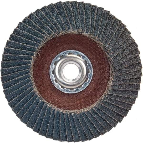 Norton - 40 Grit, 5" Disc Diam, 5/8-11 Center Hole, Type 29 Zirconia Alumina Flap Disc - 12,000 Max RPM, Fiberglass Backing, Arbor Attaching System, Coated - USA Tool & Supply