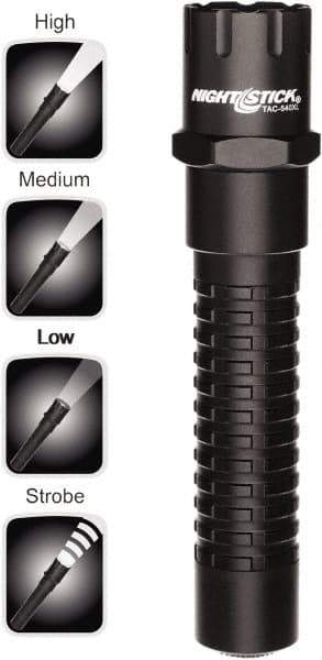 Bayco - LED Bulb, Industrial/Tactical Flashlight - Black Aluminum Body, CR123 Batteries - USA Tool & Supply