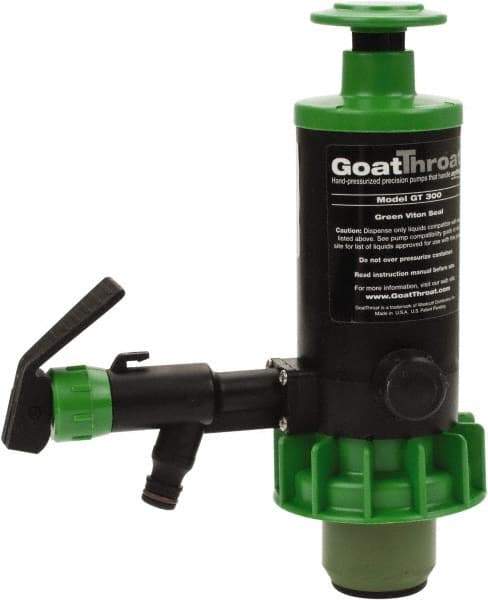 GoatThroat Pumps - 3/8" Outlet, 4 GPM, Polypropylene Hand Operated Transfer Pump - 56" OAL, For up to 55 Gal Drums, For Biodiesel, Lightweight Synthetic Oils, Pesticides, Solvents, Acids & Other Corrosive Chemicals - USA Tool & Supply