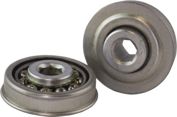 USDI - 1 Row, 1.897" OD, 7/16" Hex Single Seal Conveyor Roller Bearing - 190 Lb Capacity, 550 Max RPM, with Flange, Steel with Zinc Housing - USA Tool & Supply