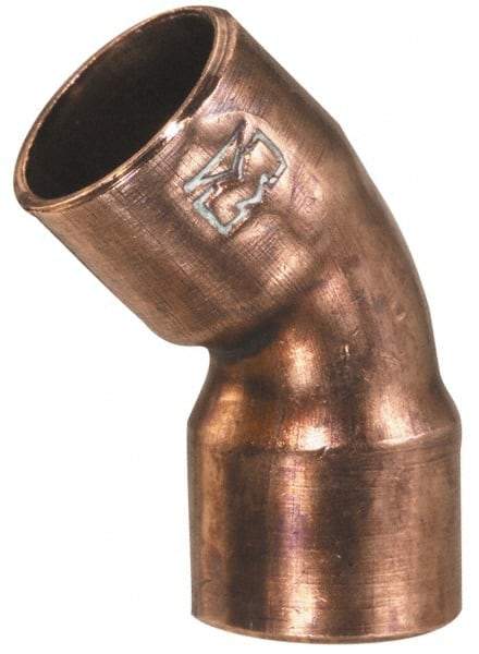 Mueller Industries - 4" Wrot Copper Pipe 45° Elbow - C x C, Solder Joint - USA Tool & Supply