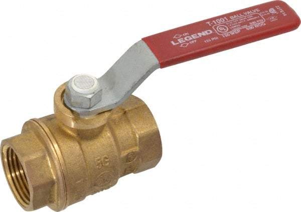 Legend Valve - 3/4" Pipe, Full Port, Brass Standard Ball Valve - Inline - One Way Flow, FNPT x FNPT Ends, Lever Handle, 600 WOG, 150 WSP - USA Tool & Supply