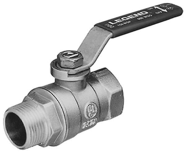 Legend Valve - 1" Pipe, Large Port, Brass Standard Ball Valve - Inline - One Way Flow, MNPT x FNPT Ends, Lever Handle, 600 WOG, 150 WSP - USA Tool & Supply