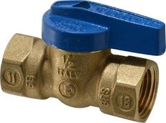 Legend Valve - 1/2" Pipe, Brass, Straight without Side Tap, Gas Ball Valve - 175 psi WOG Rating, Wedge Handle, FNPT x FNPT End Connections, 1 Piece - USA Tool & Supply