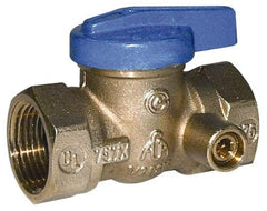 Legend Valve - 3/4" Pipe, Brass, Straight with Side Tap, Gas Ball Valve - 175 psi WOG Rating, Wedge Handle, FNPT x FNPT End Connections, 1 Piece - USA Tool & Supply