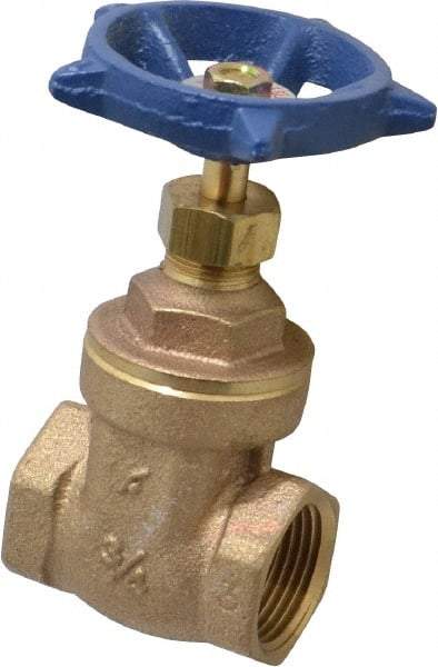 Legend Valve - 3/4" Pipe, Threaded Bronze Solid Wedge Stem Gate Valve - 200 WOG, 125 WSP, Screw-In Bonnet - USA Tool & Supply