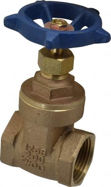 Legend Valve - 1" Pipe, Threaded Bronze Solid Wedge Stem Gate Valve - 200 WOG, 125 WSP, Screw-In Bonnet - USA Tool & Supply