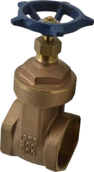 Legend Valve - 2" Pipe, Threaded Bronze Solid Wedge Stem Gate Valve - 200 WOG, 125 WSP, Screw-In Bonnet - USA Tool & Supply