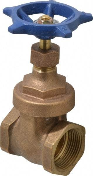Legend Valve - 1-1/4" Pipe, Threaded Bronze Solid Wedge Stem Gate Valve - 200 WOG, 125 WSP, Screw Over Bonnet - USA Tool & Supply
