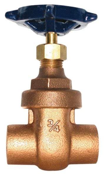 Legend Valve - 2" Pipe, Soldered Bronze Solid Wedge Stem Gate Valve - 200 WOG, 125 WSP, Screw Over Bonnet - USA Tool & Supply