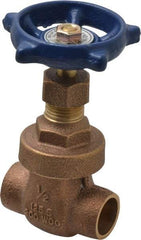 Legend Valve - 1/2" Pipe, Soldered Bronze Solid Wedge Stem Gate Valve - 200 WOG, 125 WSP, Screw Over Bonnet - USA Tool & Supply