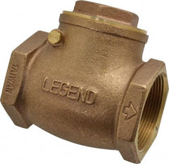 Legend Valve - 2" Brass Check Valve - Inline, FNPT x FNPT, 200 WOG - USA Tool & Supply