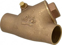 Legend Valve - 1" Bronze Check Valve - Y-Pattern, Soldered x Soldered, 300 WOG - USA Tool & Supply