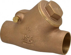 Legend Valve - 1-1/2" Bronze Check Valve - Y-Pattern, Soldered x Soldered, 300 WOG - USA Tool & Supply