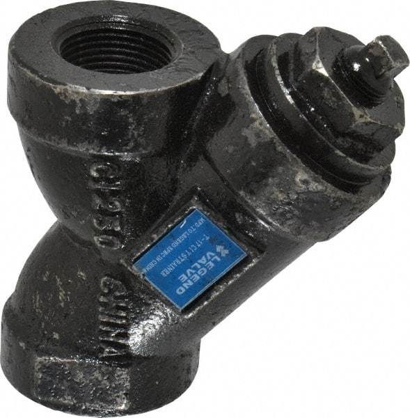 Legend Valve - 1" Pipe, FNPT Ends, Cast Iron Y-Strainer - 500 psi WOG Rating, 250 psi WSP Rating - USA Tool & Supply