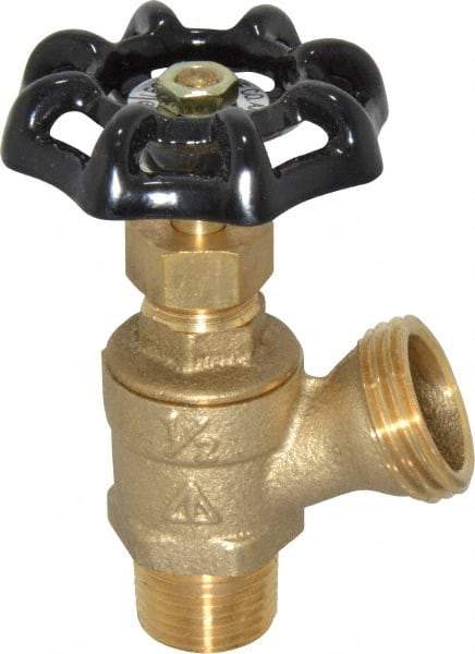 Legend Valve - 1/2 Inch Pipe, Brass, MNPT x GHT End Connection, Boiler Drain Valve - 125 psi WOG Rating, Handwheel Handle - USA Tool & Supply