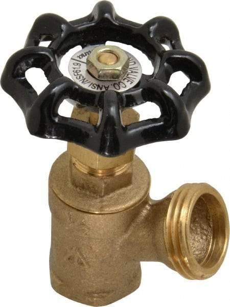 Legend Valve - 1/2 Inch Pipe, Brass, FNPT x GHT End Connection, Boiler Drain Valve - 125 psi WOG Rating, Handwheel Handle - USA Tool & Supply