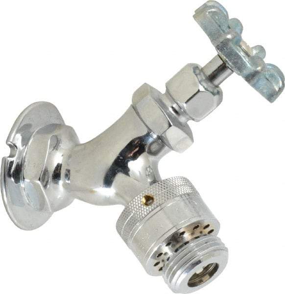 Legend Valve - 3/4" Pipe, Chrome Plated Brass Sillcock with Vacuum Breaker - Handwheel Handle, FNPT x GHT End Connections, 125 psi WOG Rating - USA Tool & Supply