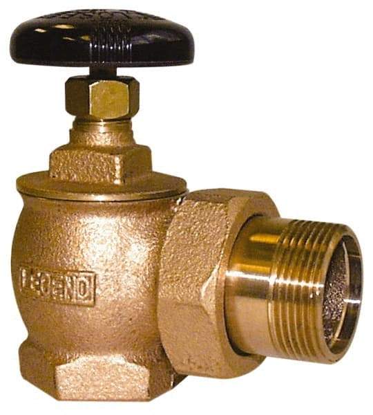 Legend Valve - 1-1/2" Pipe, 60 psi WOG Rating, FNPT x Male Union End Connections, Handwheel Steam Angle Radiator Valve - 15 psi Steam Pressure Rating, Bronze - USA Tool & Supply