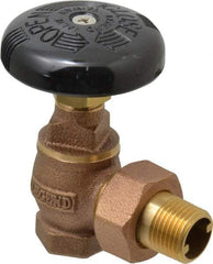 Legend Valve - 1/2" Pipe, 60 psi WOG Rating, FNPT x Male Union End Connections, Handwheel Steam Angle Radiator Valve - 15 psi Steam Pressure Rating, Bronze - USA Tool & Supply