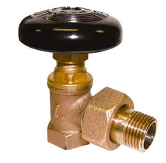 Legend Valve - 3/4" Pipe, 60 psi WOG Rating, FNPT x Male Union End Connections, Handwheel Hot Water Angle Radiator Valve - Bronze - USA Tool & Supply