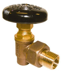Legend Valve - 1/2" Pipe, 60 psi WOG Rating, Soldered x Male Union End Connections, Handwheel Hot Water Angle Radiator Valve - Bronze - USA Tool & Supply