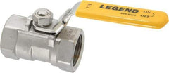 Legend Valve - 1" Pipe, Standard Port, Stainless Steel Standard Ball Valve - 1 Piece, Inline - One Way Flow, FNPT x FNPT Ends, Locking Lever Handle, 800 WOG, 150 WSP - USA Tool & Supply