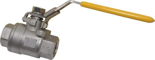 Legend Valve - 1/2" Pipe, Full Port, Carbon Steel Standard Ball Valve - 2 Piece, Inline - One Way Flow, FNPT x FNPT Ends, Locking Lever Handle, 1,000 WOG, 150 WSP - USA Tool & Supply