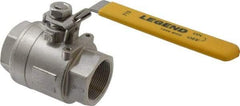 Legend Valve - 1-1/2" Pipe, Full Port, Stainless Steel Standard Ball Valve - 2 Piece, Inline - One Way Flow, FNPT x FNPT Ends, Locking Lever Handle, 1,000 WOG, 150 WSP - USA Tool & Supply